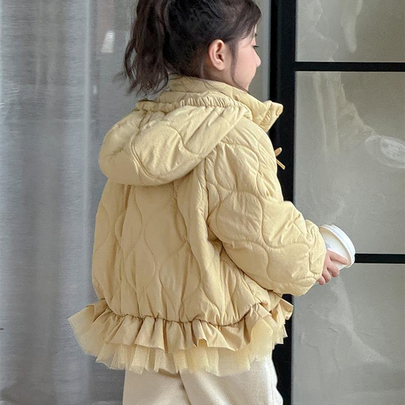 女童洋气秋冬季加厚夹棉外套女宝2025新款小香风棉衣连帽冬装保暖
