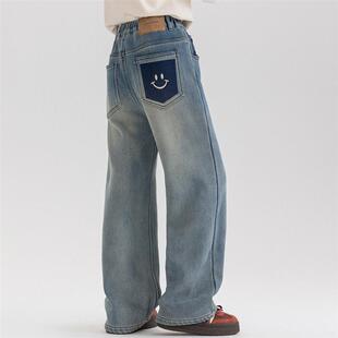 女童牛仔裤春季2025新款儿童女冬天加绒休闲裤女大童韩版初春裤子