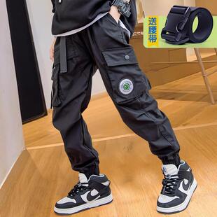 男童工装裤春秋款2024新款男童裤子儿童休闲裤中大童潮牌痞帅风