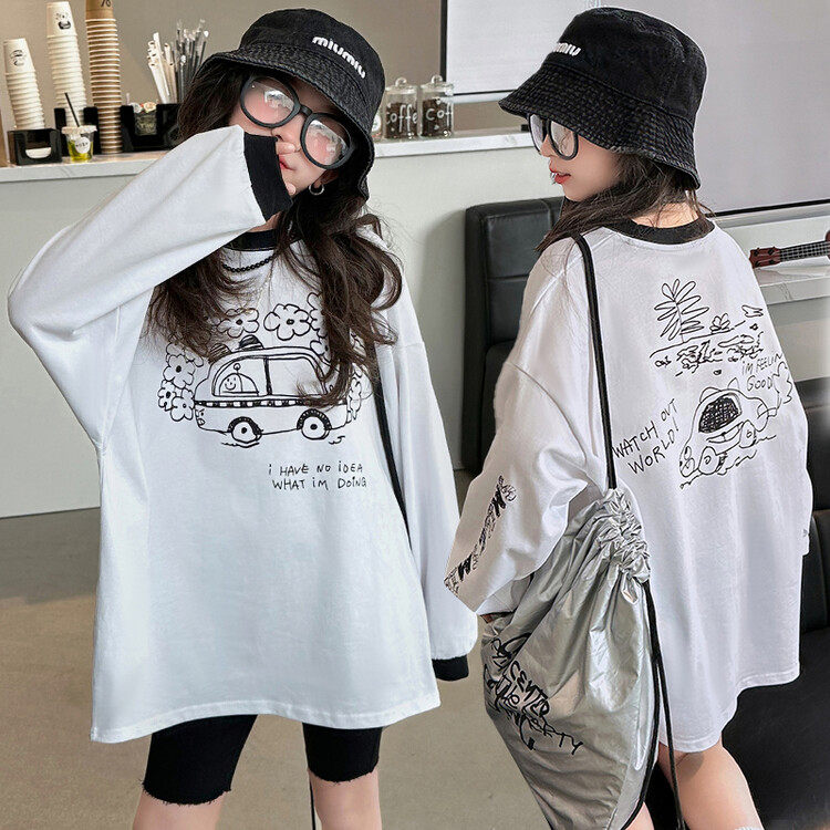 女童打底衫春装2024新款儿童洋气时髦上衣春秋女大童韩系长袖t恤