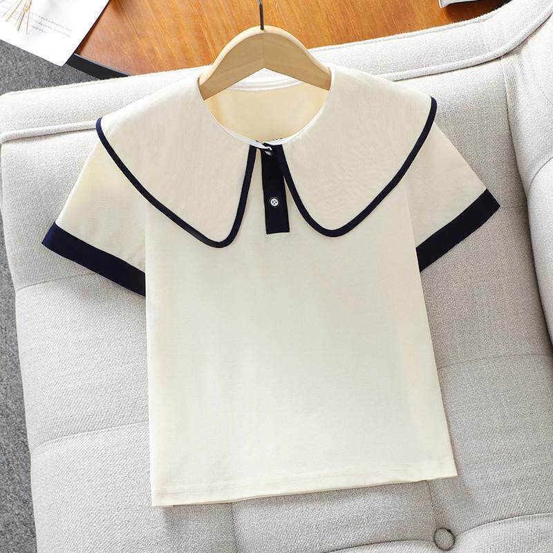 女童夏装套装2025新款儿童娃娃领短袖洋气女孩韩版夏款网红两件套