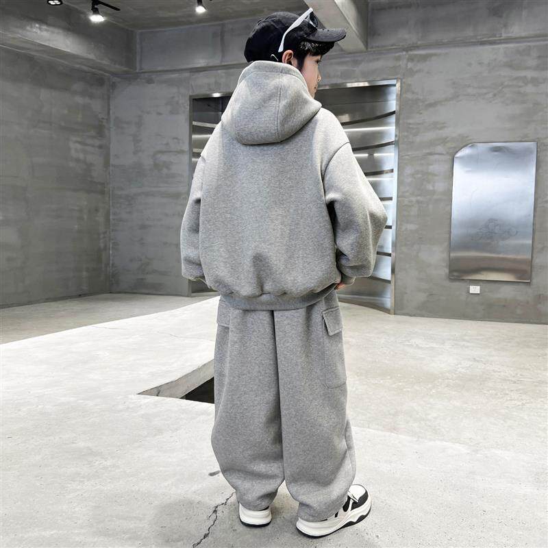 男童春装套装春秋款2026新款中大儿童春季连帽运动服时髦帅气炸街