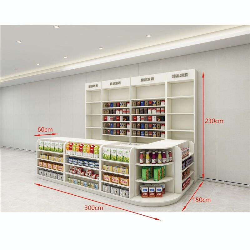 超市便利店收银台酒柜组合店铺转角柜台吧台货架背柜柜酒店