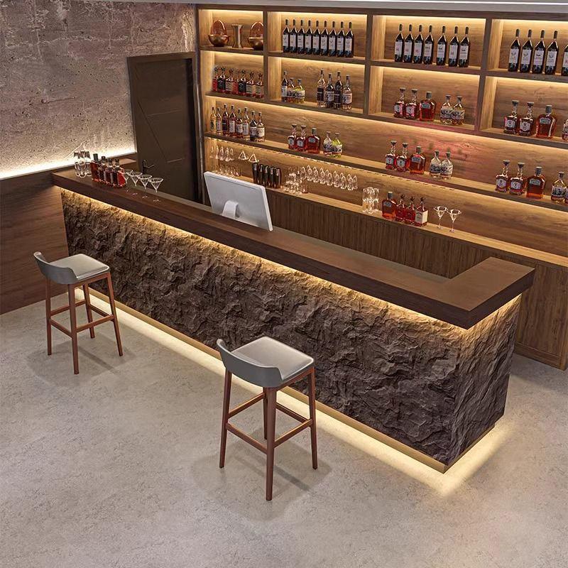 工业风酒吧操作台吧台咖啡店酒馆前台餐饮烧烤店收银台软包包安装