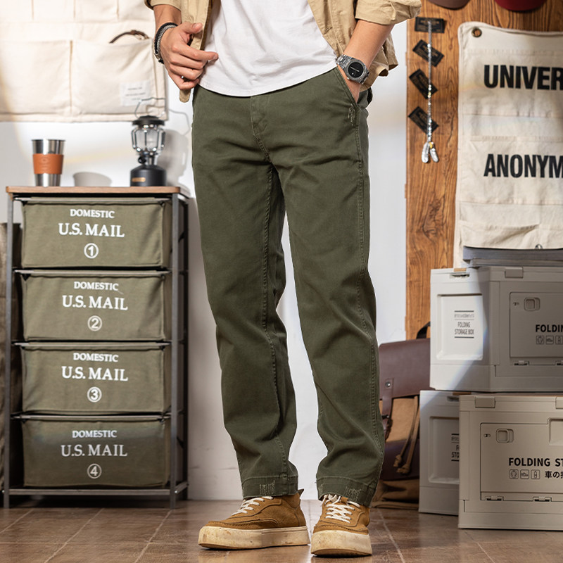 美式直筒休闲裤男军绿色纯棉弹力男裤2025年秋季新款春秋工装裤子,男装,休闲裤,淘宝优惠券,粉丝福利购,淘宝优惠卷