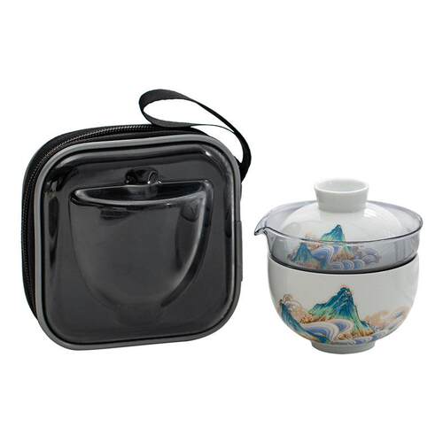 江山如画旅行茶具套装简约便携式户外泡茶器陶瓷功夫茶具伴手礼