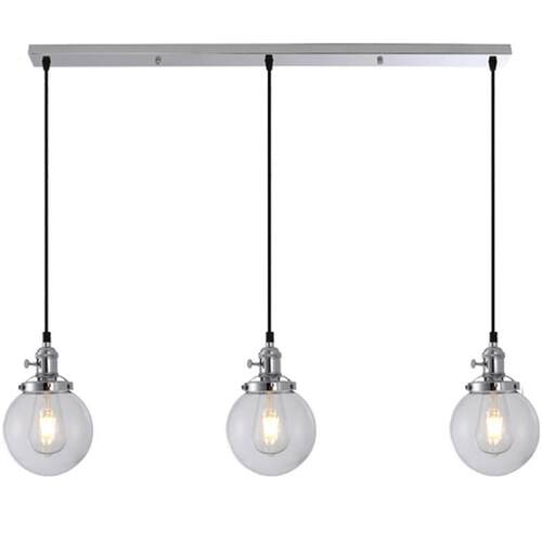 现代简约复古美式led玻璃三头圆球吊灯餐厅灯饰创意卧室灯具