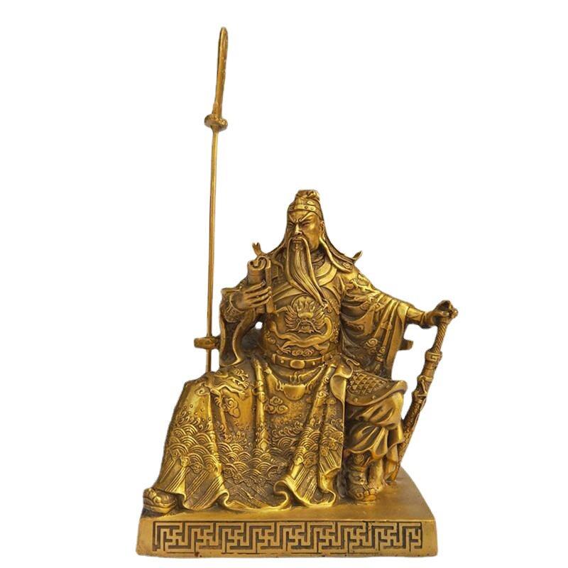 黄铜关公像坐关公读书关公大小号摆件黄铜武财神黄铜关公
