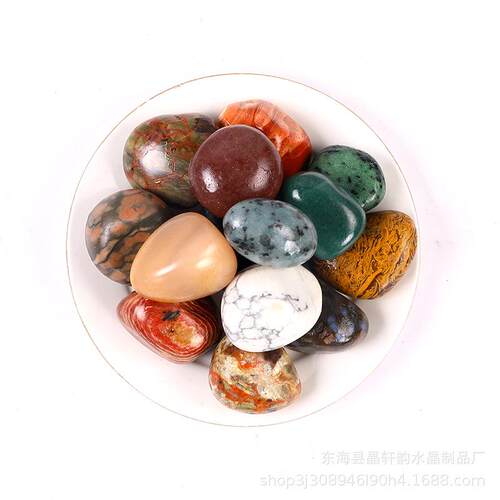 天然白水晶白松石彩色大颗粒水晶滚石办公家居装饰石