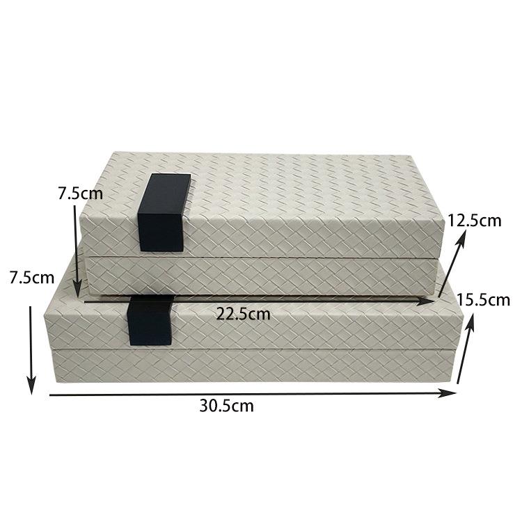 高档编织皮革首饰盒卧室珠宝展示盒收纳盒样板房桌面装饰品盒摆件图片