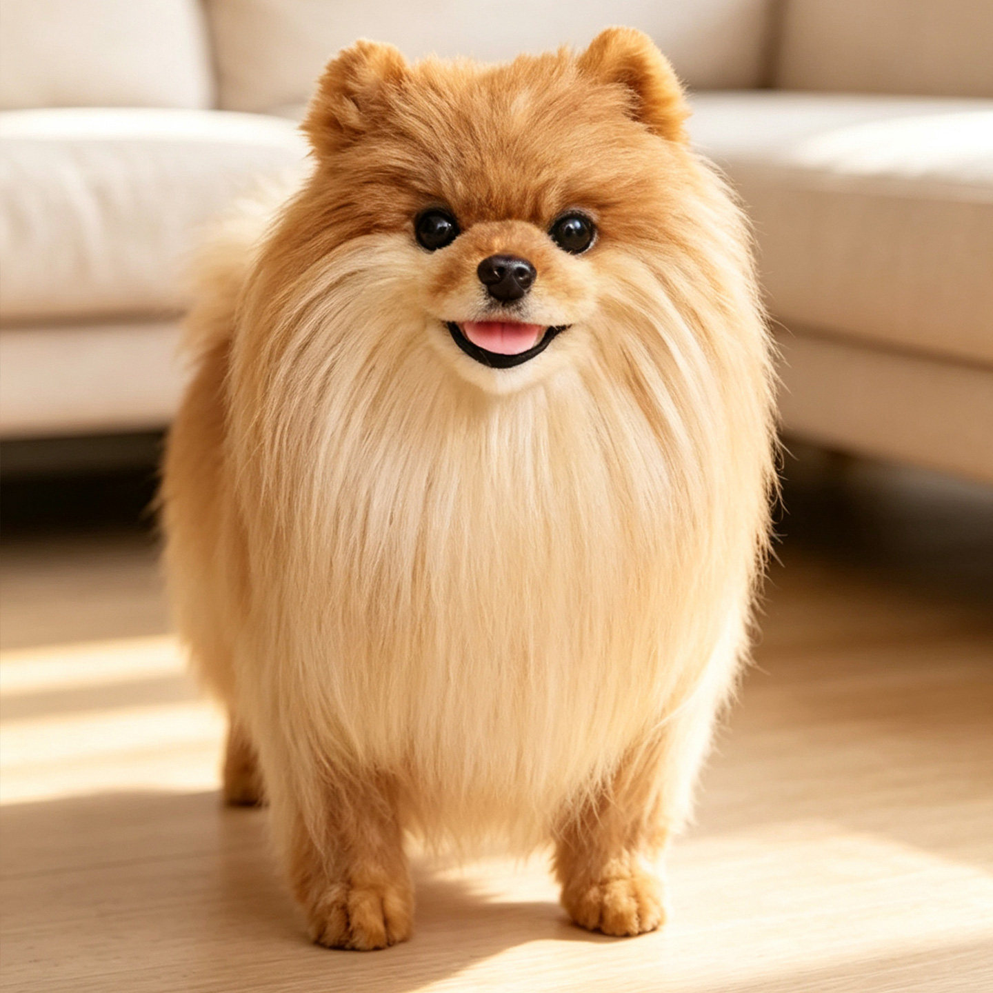 仿真博美犬毛绒公仔生日礼物