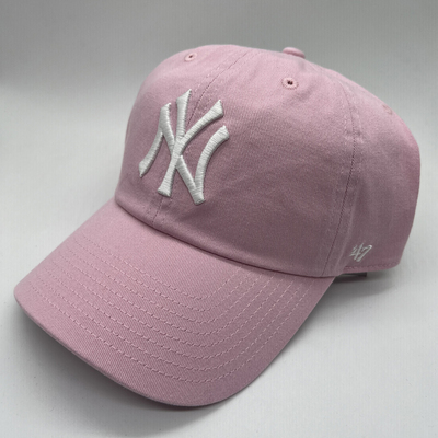 47brand粉色NY大标棒球帽女百搭遮阳鸭舌帽休闲潮帽水洗复古做旧