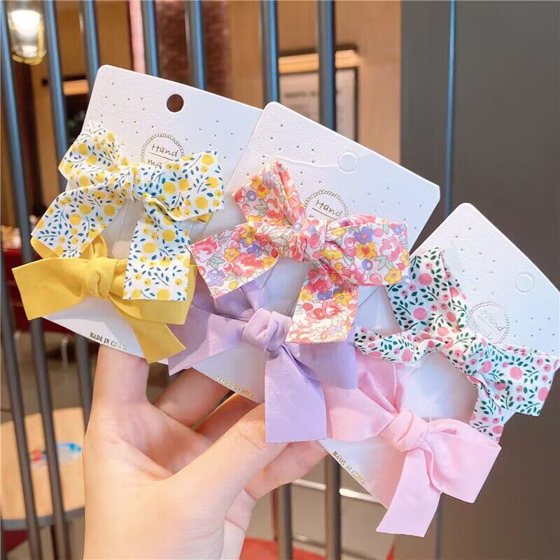 碎花蝴蝶结发夹韩版小清新儿童可爱马卡龙刘海夹侧边碎发夹亲子款