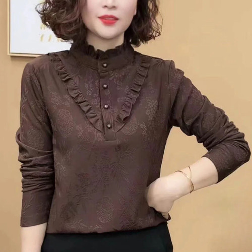 秋冬德绒木耳边保暖长袖T恤女