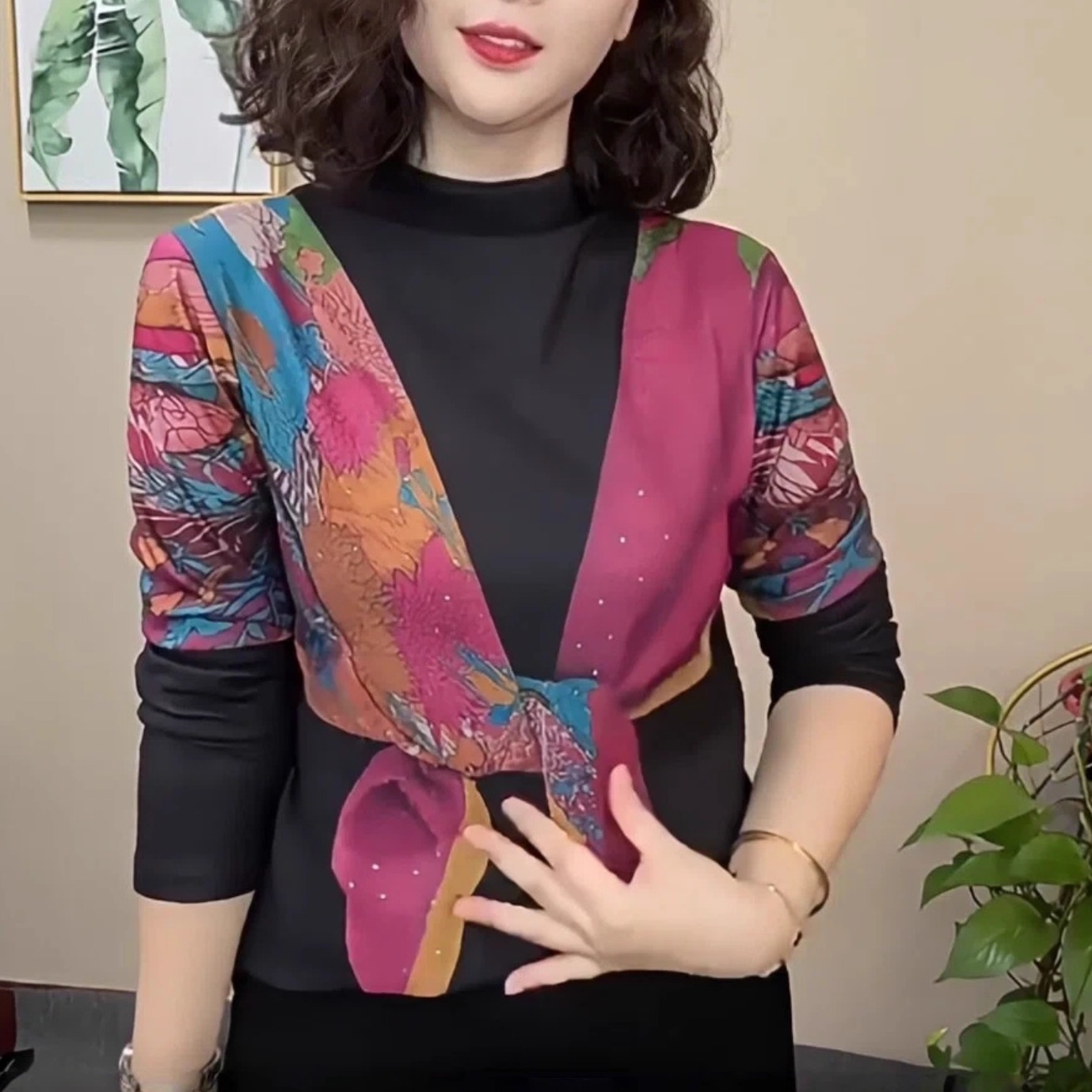 新款女时尚半高领德绒春秋百搭打底衫中年女装T恤洋气质妈妈长袖