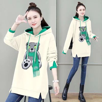 中长款卫衣女士遮屁股秋冬加绒