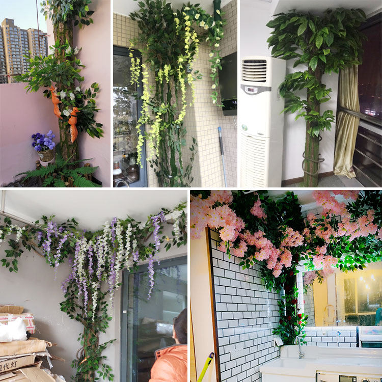 仿真假树皮管道装饰遮挡包下水管消防管管子柱子室内阳台假花藤条