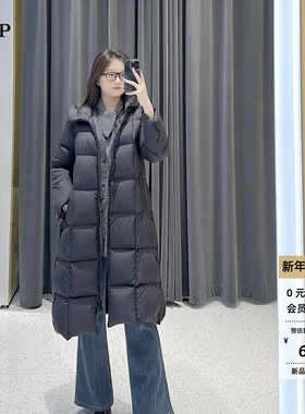 ariosea艾诺丝单官方旗舰店正品2025冬新长款连帽羽绒服AR004166