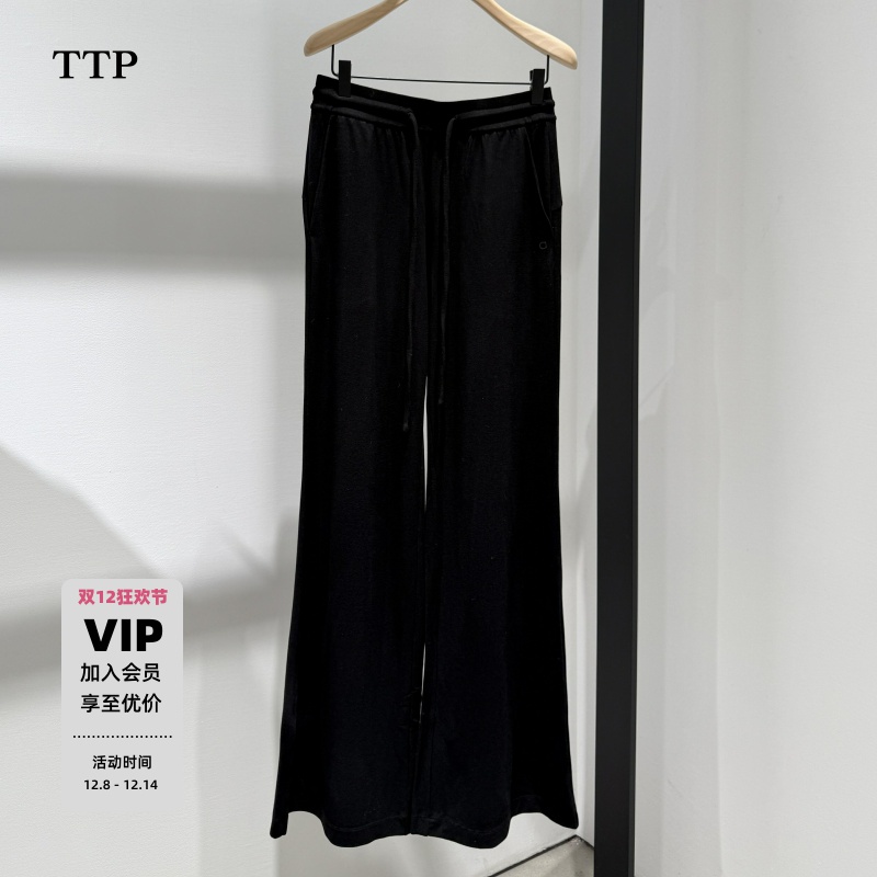 新品复古运动裤德绒微喇裤