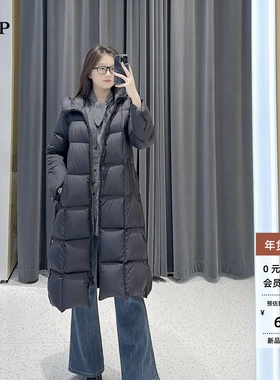 ariosea艾诺丝单官方旗舰店正品2025冬新长款连帽羽绒服AR004166