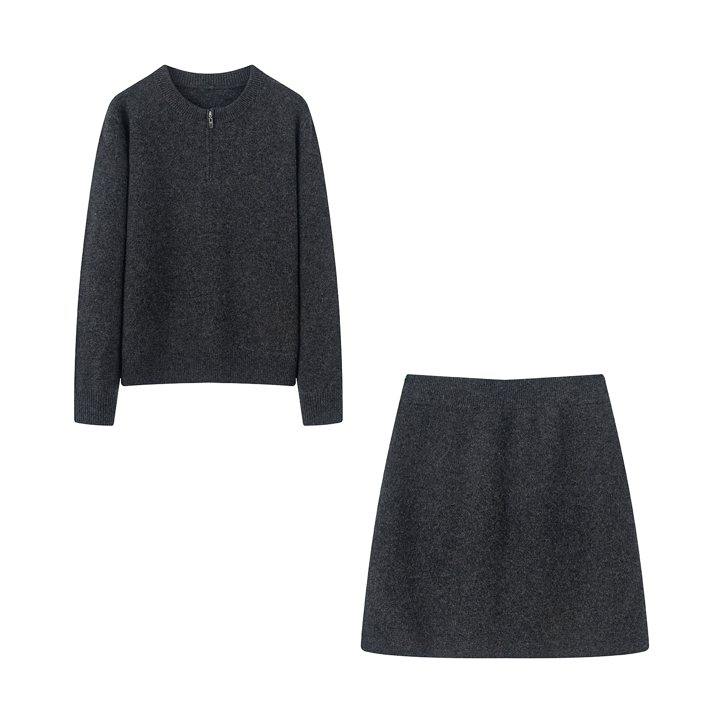 圆领针织衫时尚针织半裙套装