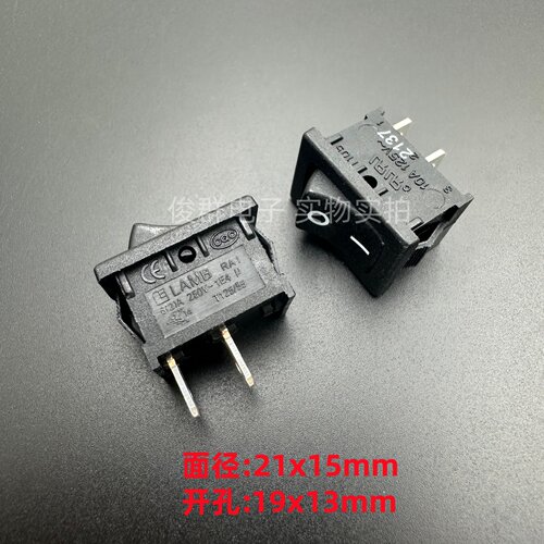 E-switch RA11131121船型电源开关RA1翘板按键2脚2档6A按钮KCD1