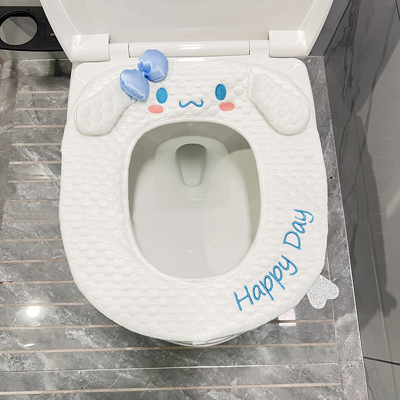 卡通可爱夏天款马桶垫冰豆豆款夏季四季通用魔术扣式坐便套座圈