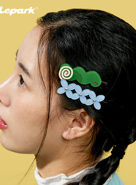 xilepark原创设计醋酸边夹彩色镶钻精致可爱刘海夹2024新发卡发夹