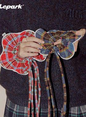 xilepark格纹飘带发圈大肠发圈丸子头花朵皮筋扎头绳头饰发绳女