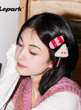 xilepark毛绒发夹少女可爱百搭八字刘海边夹闺蜜款学生小夹子头饰