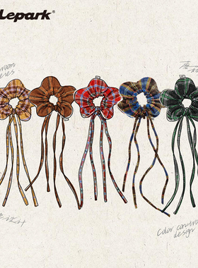 xilepark格纹飘带发圈大肠发圈丸子头扎头发皮筋头绳头饰发绳女