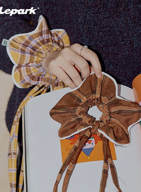 xilepark格纹飘带发圈大肠发圈丸子头扎头发皮筋头绳头饰发绳女