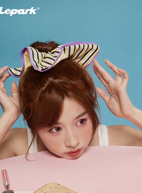 xilepark方形发圈女原创设计可爱发绳显发量新款头绳条纹风车发饰
