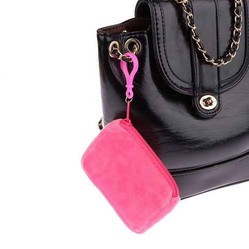 Cute Candy Color Plush Coin Purse Women Minimalist Square Ch