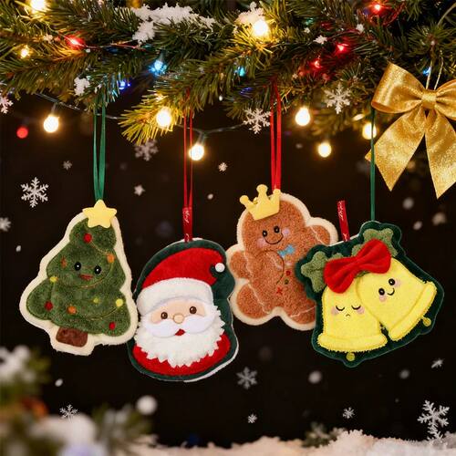 1PCS Christmas Themed Hand Towels, Coral Fleece Santa & Tree