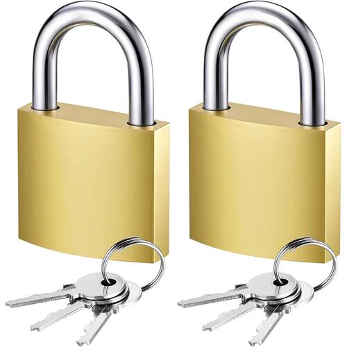 Golden Heavy-Duty Keyed Padlocks with Keys - 32mm Large Lock