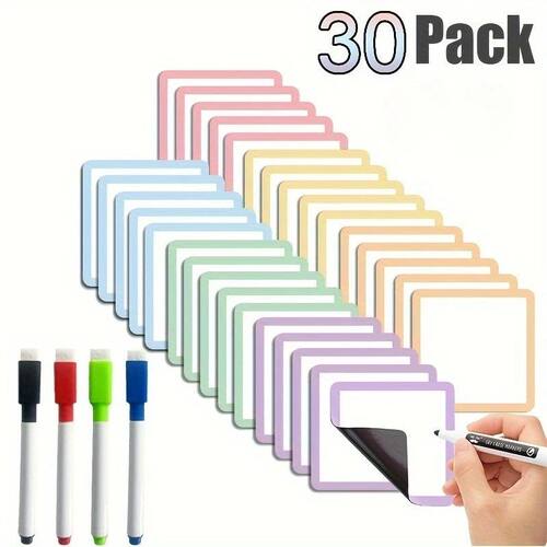 30 Pack Reusable Magnetic Whiteboard Notes with Marker - Dry