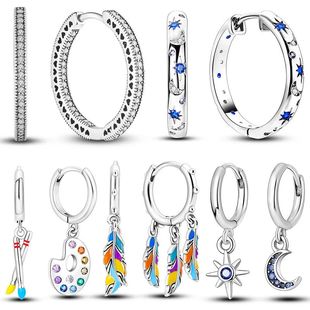 Hoop Earrings For Women Silver Plated Sparkling Pave CZ U Sh