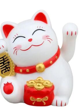 Solar Lucky Cat Waving Arm Fortune Cat Statue Decorations Lu