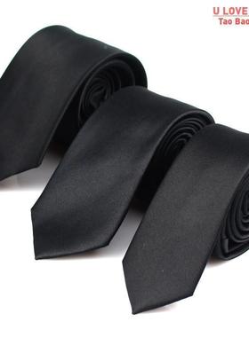 Black Neck Ties For Men Women Casual Suits Solid Tie Gravata