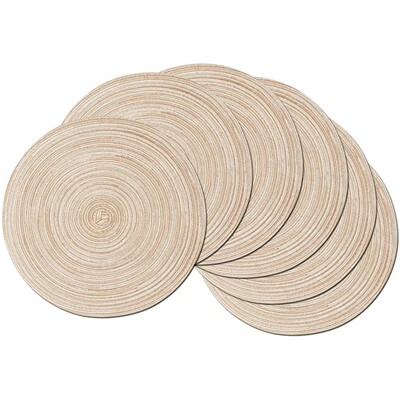Round Braided Placemat Set of 6 Washable Round Placemats for