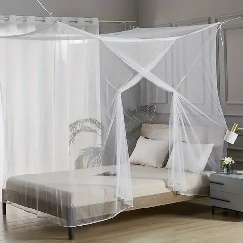 Home Tent White Mesh Portable Square Foldable Mosquito Contr