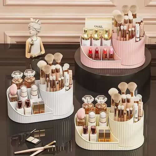360° Rotating Vanity Makeup Organizer with Brush Holder, La