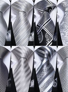 Gray Striped Paisley Silk Ties For Men Wedding Accessories M