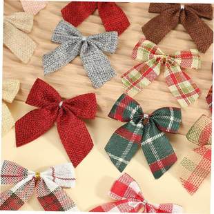 10pcs Christmas checkered bow Christmas tree wreath pendant