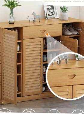 Bamboo multilayer shoe shelf rack shoe ark storage cabinet