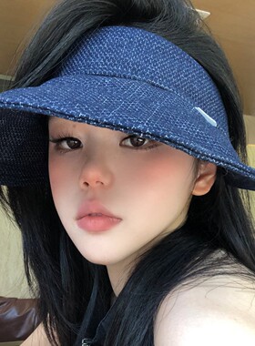 老钱风牛仔空顶防晒帽女2026夏季大帽檐太阳帽子