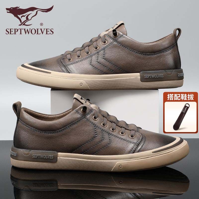 七匹狼真皮耐磨男鞋2025冬季新款复古工装男款板鞋百搭男士休闲鞋,流行男鞋,休闲板鞋,淘宝优惠券,粉丝福利购,淘宝优惠卷
