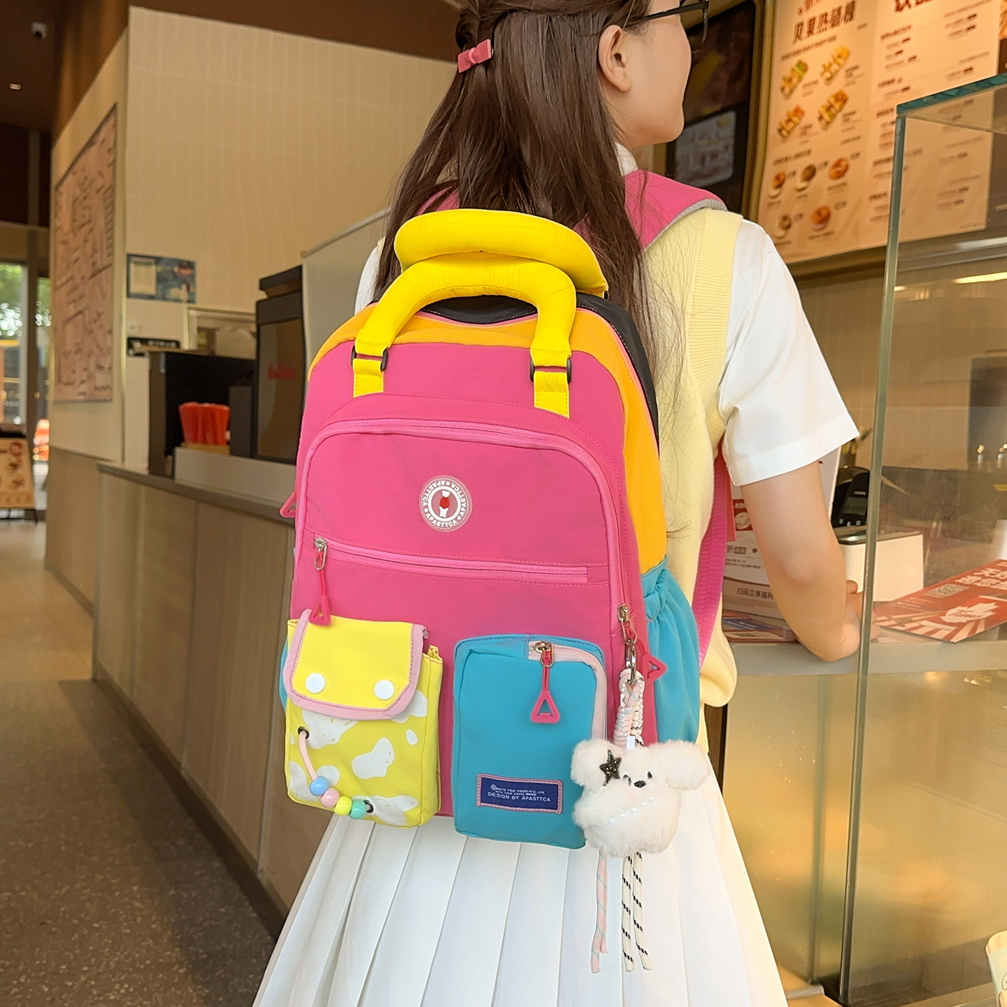 高颜值书包初中生女日韩风ins手提两用双肩包女生小学生上课背包