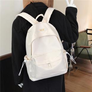 纯色女韩版原宿双肩包校园风初中高中学生书包女简约大容量背包